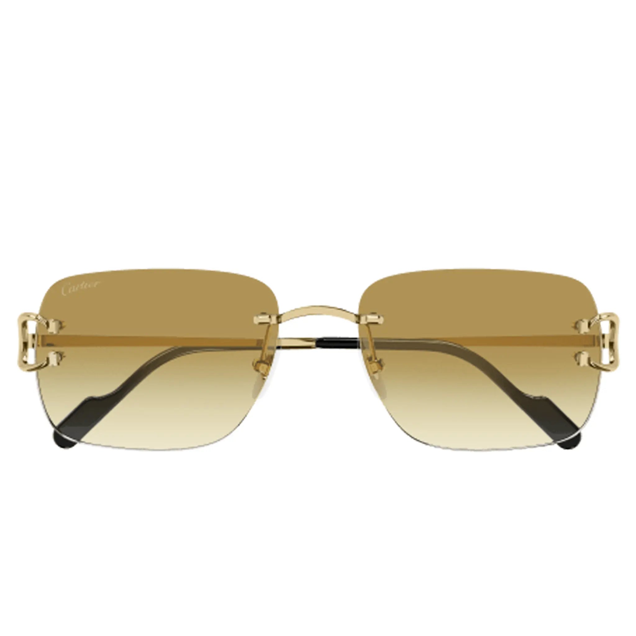 Front View of Cartier Eyewear CT0330S-003 Gold Rimless Sunglasses